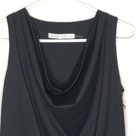 NWT Susana Monaco Womens Crowl‎ Drape Neck Top Shirt Size Small Black Sleeveless - Picture 4 of 8